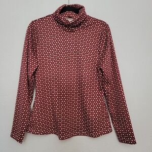3 /‎ $30 Gabi Fresh Top 1X Wine Red Floral Turtle Neck Knit Long Sleeve